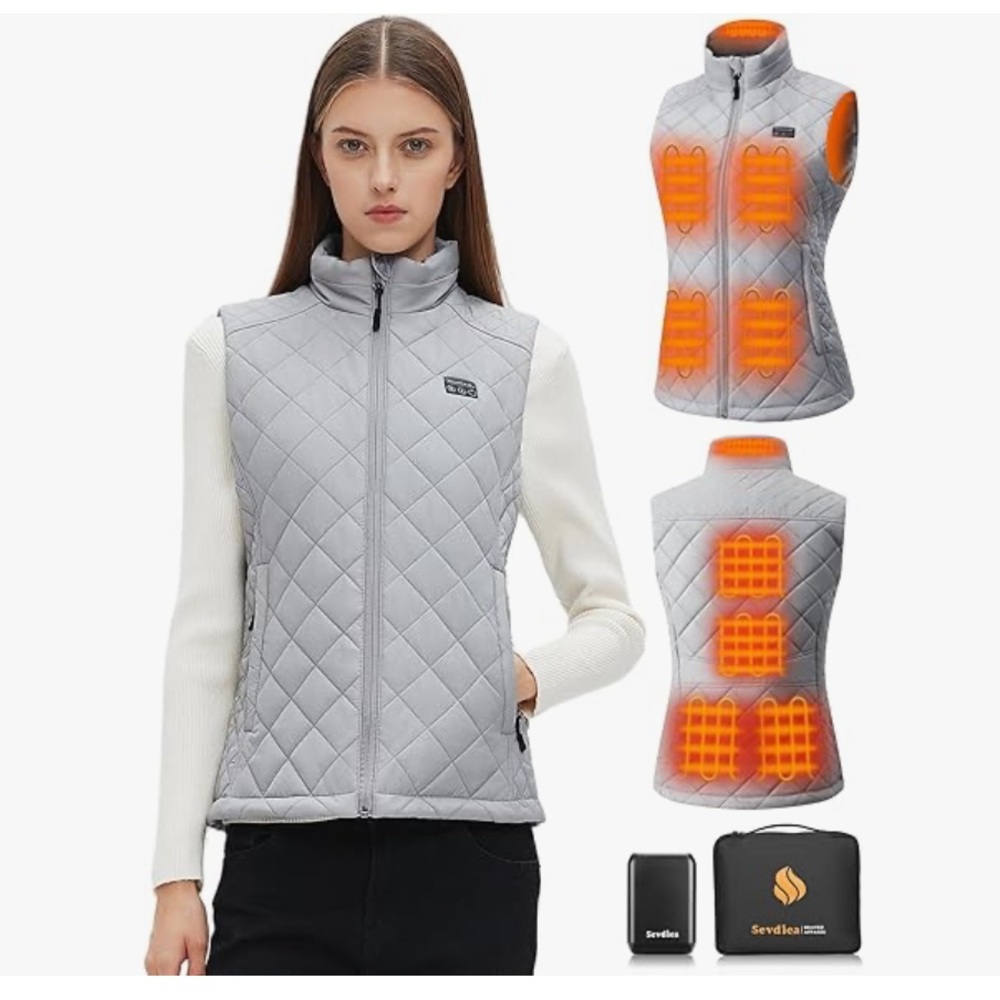 🆕Women's XXL Sevdiea Grey Quilted Heated Vest with Battery Pack